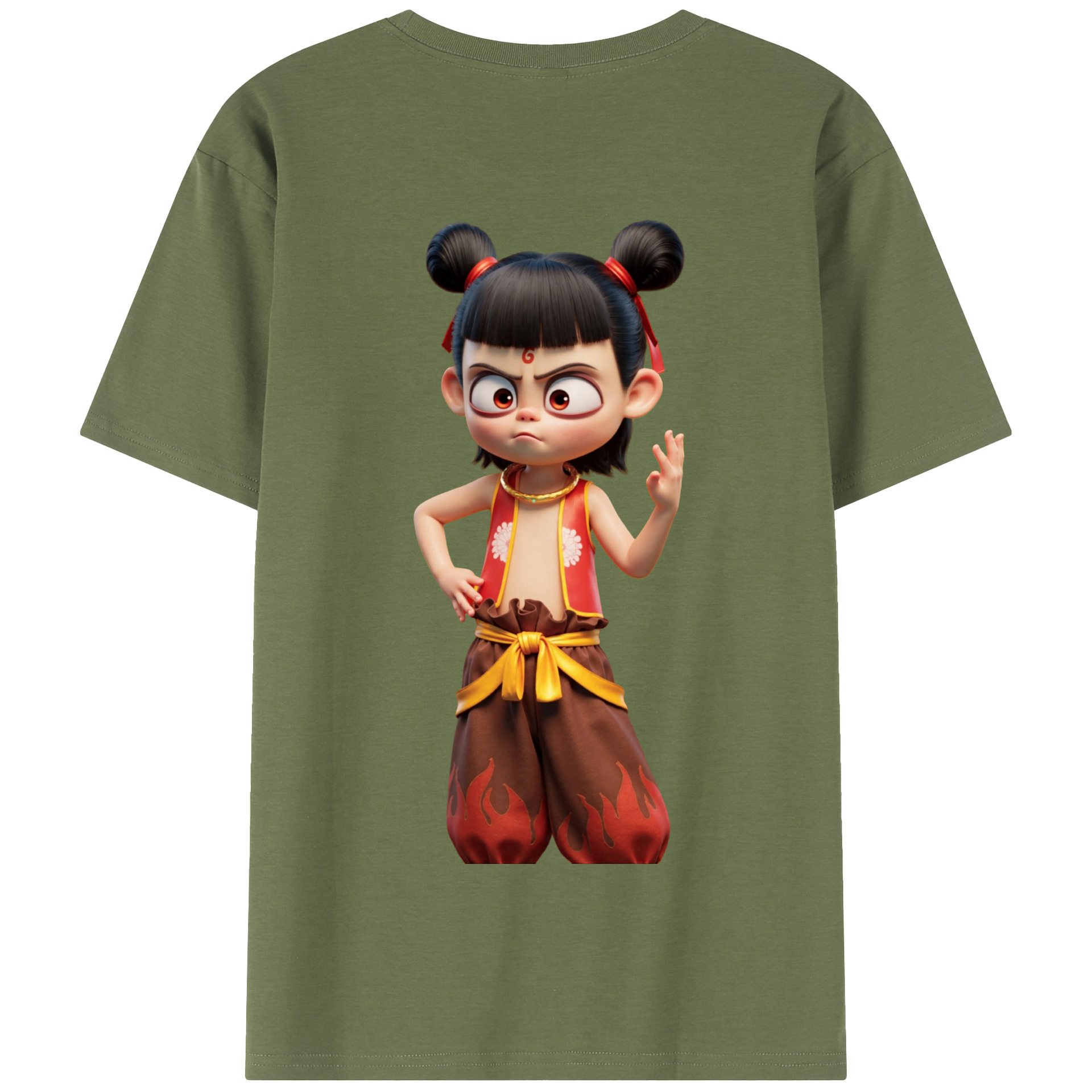 （画像用） Ne Zha 2 ナタ 魔童の大暴れ 綿100％半袖Tシャツ（背面プリント）